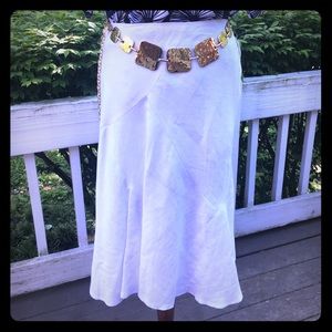 White linen and rayon lined skirt.